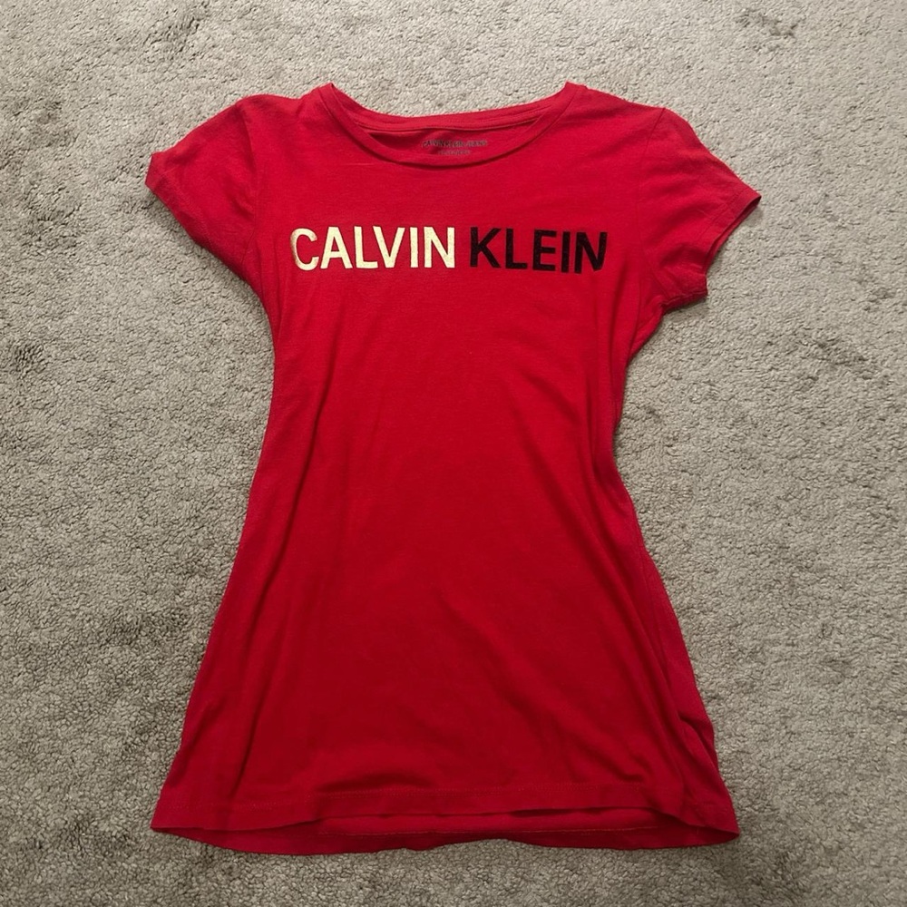 Calvin Klein Jeans Red Short-Sleeve Logo Tee